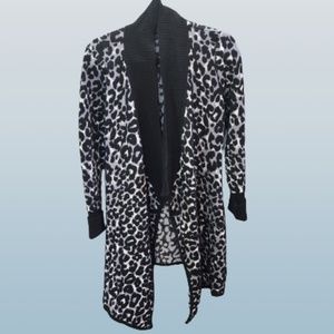 ONE A OPEN FRONT LONG CHEETAH PRINT CARDIGAN - S/M